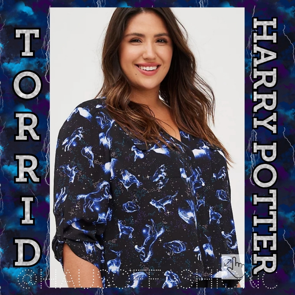 TORRID HARRY POTTER Patronus Black Georgette Top! NWT!